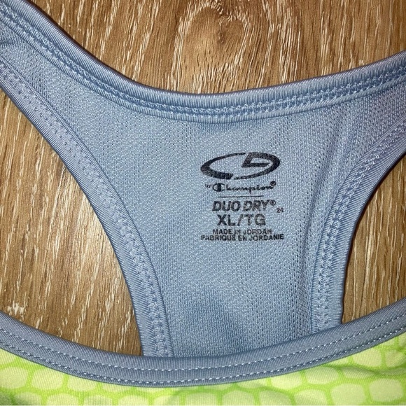 Champion Women’s Sports Bra Neon Green and Gray Sports Bra with Racerback Design - Picture 4 of 7